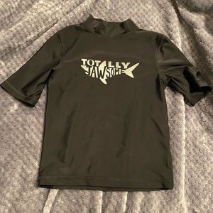 Boys EC black and silver shark swim shirt rash guard szXS 4-5